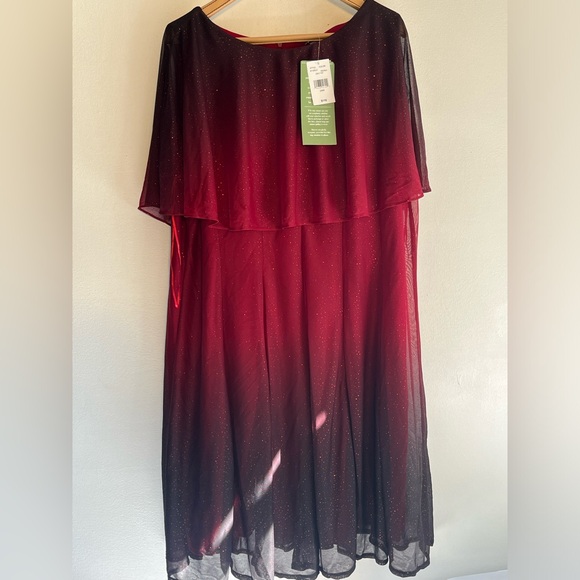 New!Danny & Nicole Womens Short Sleeve Ombre Midi Fit + Flare Dress size 24W - Picture 2 of 6